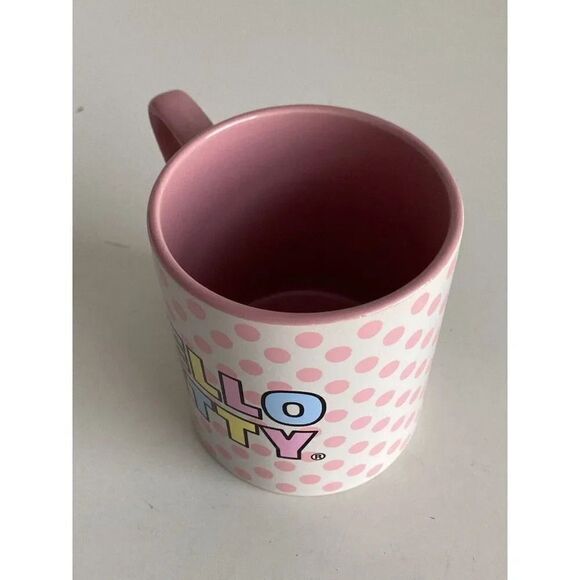 Sanrio Hello Kitty Rainbow Polka Dots Shaped Handle Ceramic Mug 20 Oz Pink NEW - Picture 6 of 7